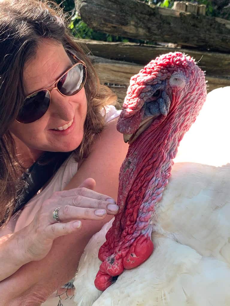 Lori Croonen and her turkey friend