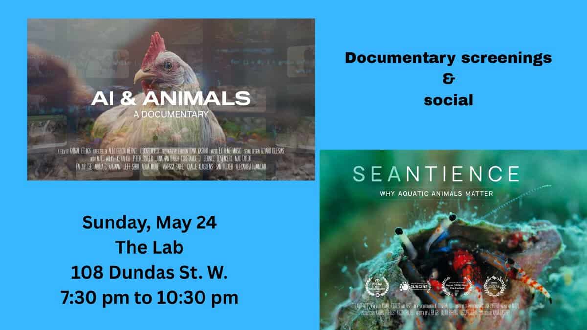 AI & Animals documentary screening event promoting animal rights awareness in Toronto.