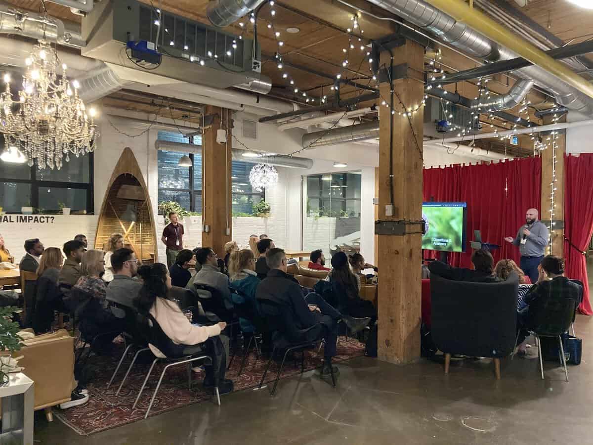 Protecting animal rights through community education and advocacy at an event focused on ethics in action with Animal Justice in Toronto.